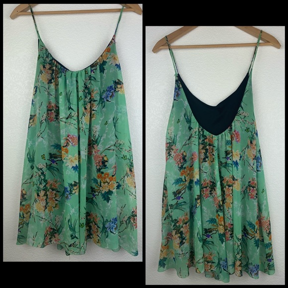 Zara Woman Seafoam Green Floral Garden Tank Dress - Picture 2 of 6